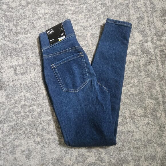 INC Women's High-Rise Pull-On Skinny Jeans Dark Wash Size 2 - Picture 1 of 4